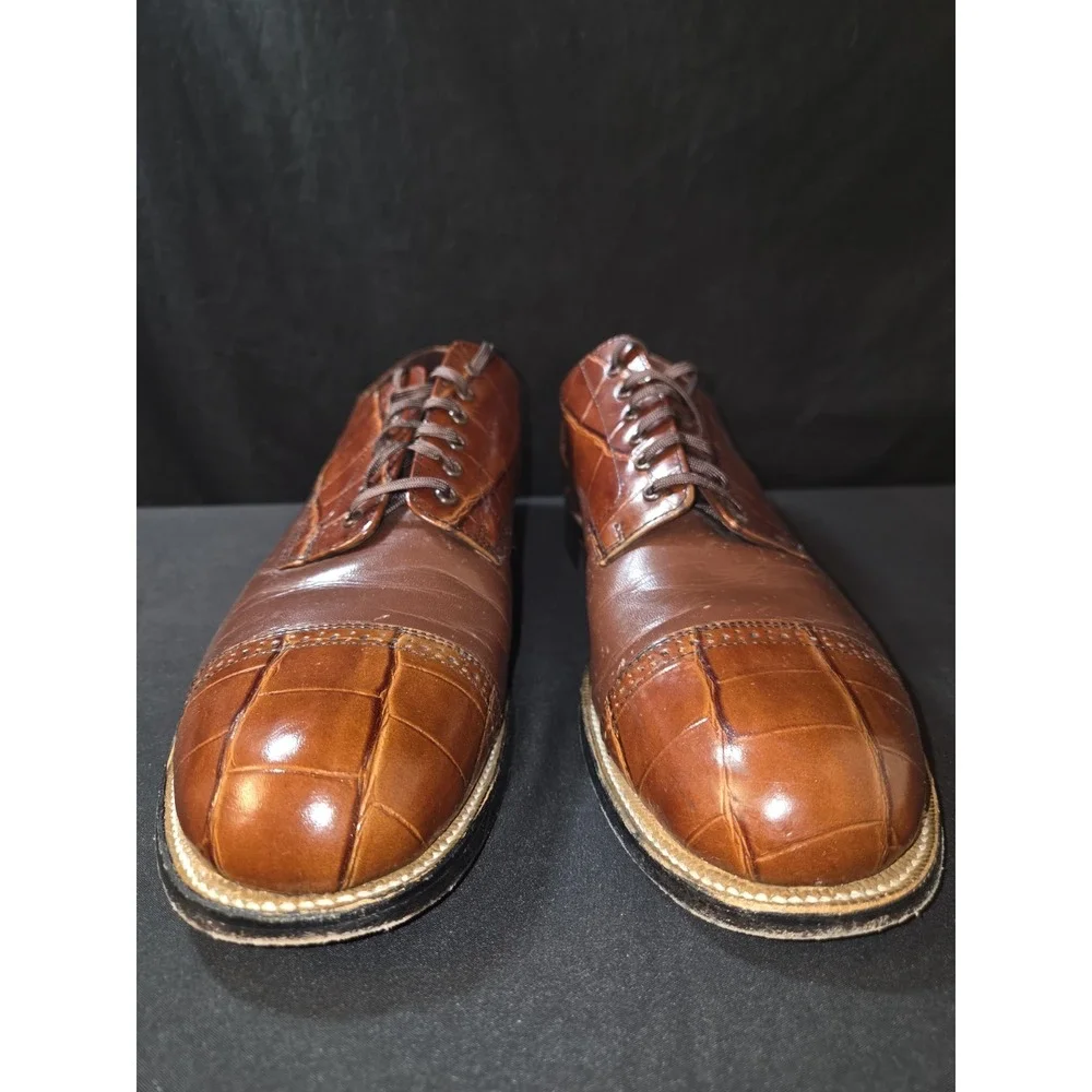 Stacy Adam's‎ Madison Croc Lace Up Embossed Shoes Men's Size 10.5D